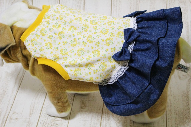 ＜ブルドッグの服＞可愛い♥ミモザワンピース