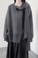 Vneck bicolor design knit/GRAY