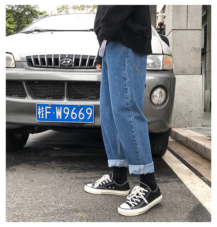 全2色 デニム パンツ ストレート カジュアル シンプル 無地