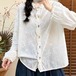 3色/Wボタンボタニカル刺繍ブラウス ・12480