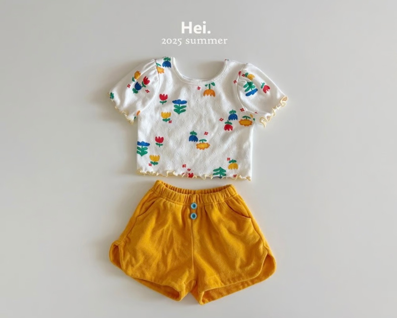 【Hei.】フラワープリントパフスリーブTシャツ  70~110cm - 10