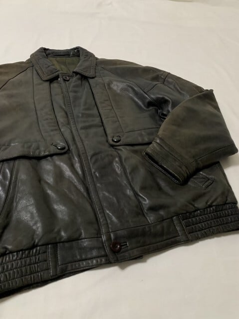 1980~90's Solid Color Switched Design Leather Jacket