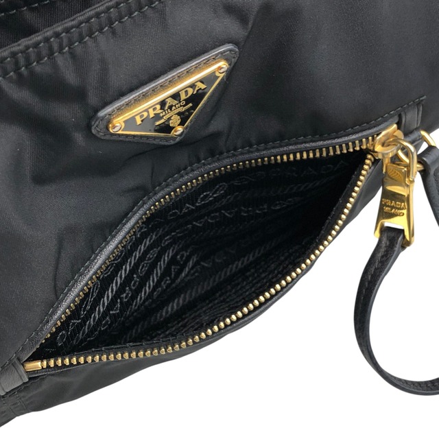 PRADA プラダ トートバッグ ブラック トライアングルロゴ ナイロン フロントポケット vintage ヴィンテージ オールド 6rrumw