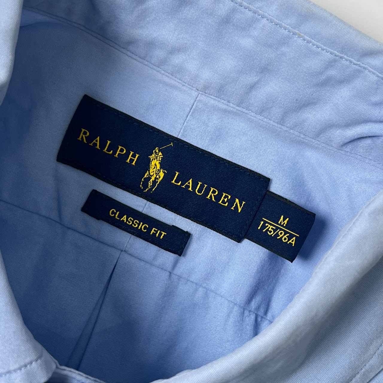 RALPH LAUREN ラルフローレン CLASSIC FIT ワンポイント BD ボタンダウン 半袖シャツ M/ブルー メンズ