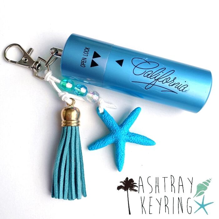 海を感じる 携帯灰皿キーホルダー ☆ブルー☆ California ヒトデ