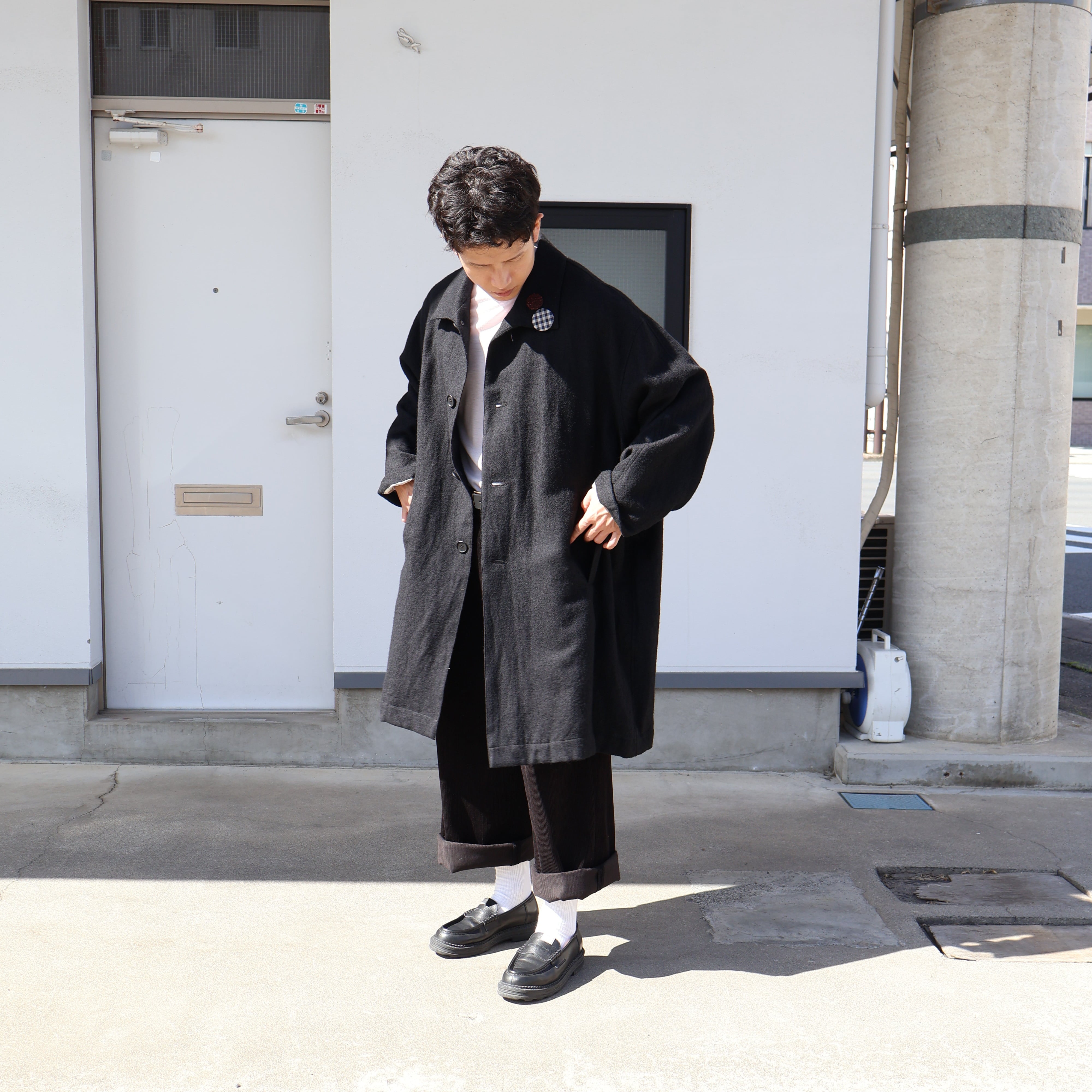 STILL BY HAND “ Linen mixed wool coat ( Black )”