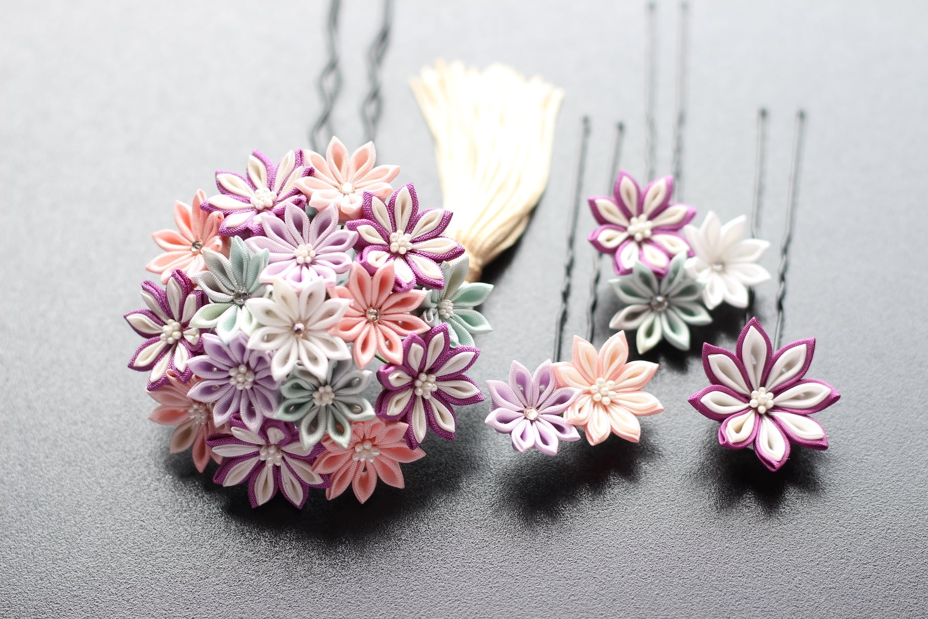 つまみ細工 簪とUピンのセット