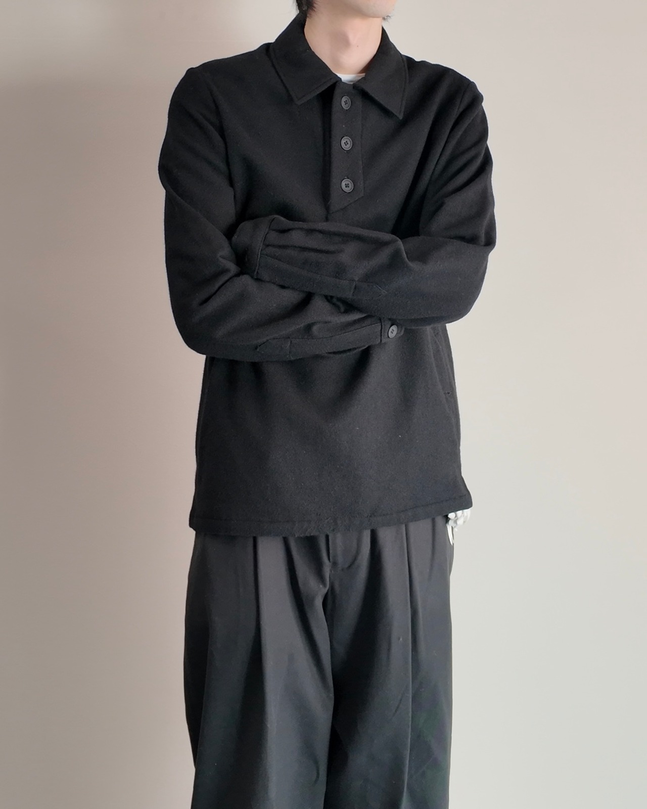 【A.P.C】fleece pull over polo top