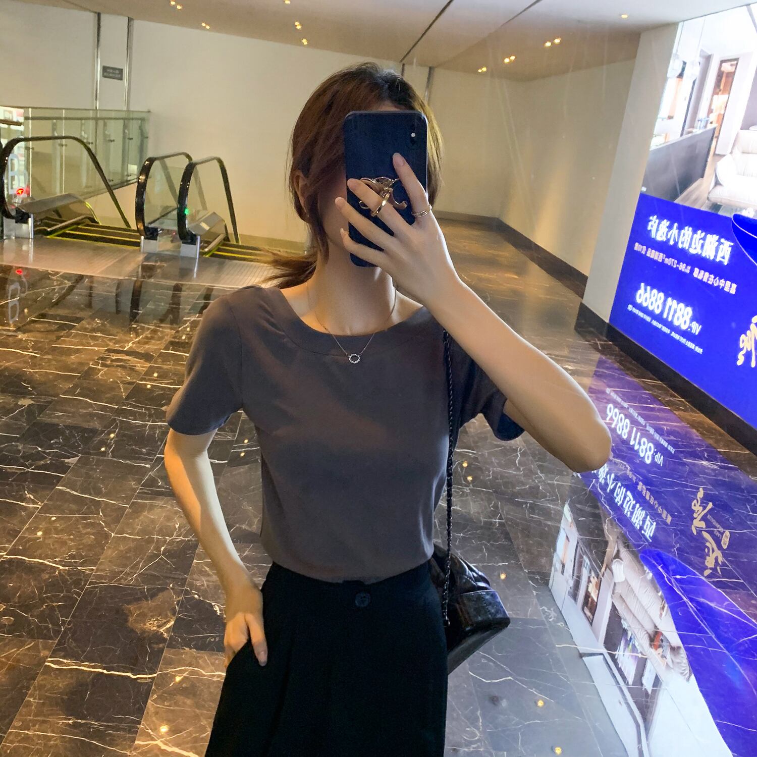 バッククロスラウンドネックTシャツ サマースタンダードスリムトップス レトロ 夏物 Oネック 6Du_Shop_Women19081350476