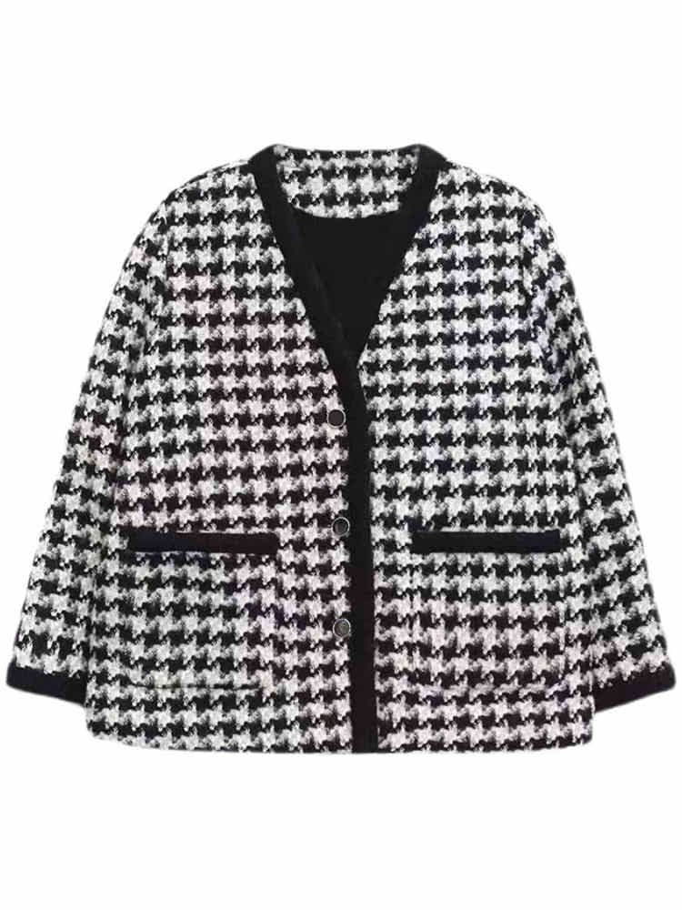シンプルな存在感【再登場】千鳥格子ノーカラージャケット シンプルな存在感【再登場】千鳥格子ノーカラージャケット