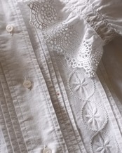 フランス 1900s 千の白花と襞飾りのあるフリルレースブラウス アンティーク