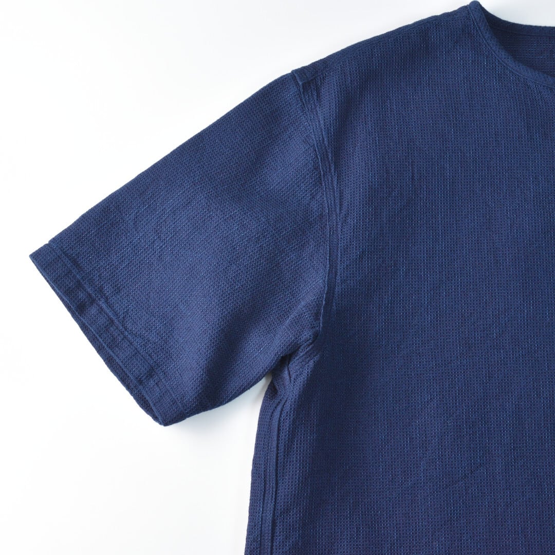 FOB FACTORY エフオービーファクトリー F3493 インディゴワッフルT【メンズ】インディゴの経年変化が楽しめるヘンリープルオーバー【送料無料】