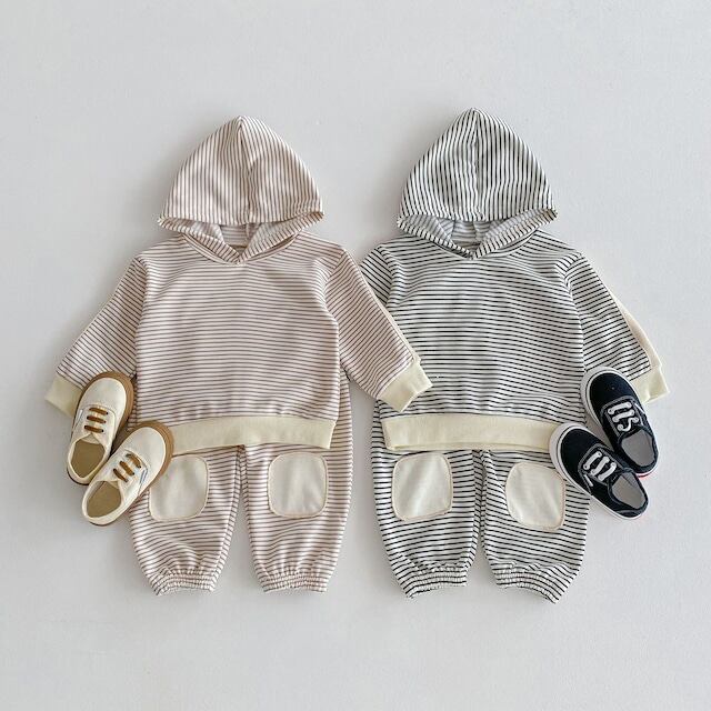 【BABY&KID】2024新作 ボーダーフーディセットアップ
