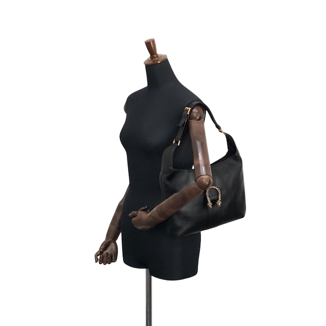 GUCCI グッチ デュオ二ソス ショルダーバッグ ブラック スネーク レザー ホーボーバッグ vintage ヴィンテージ オールド m3bh55