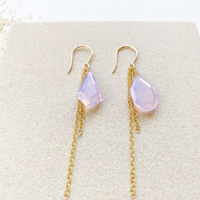 Lavender colour quartz earrings