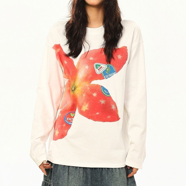 フルーツピールグラフィックプリントTシャツ 2col   R02833