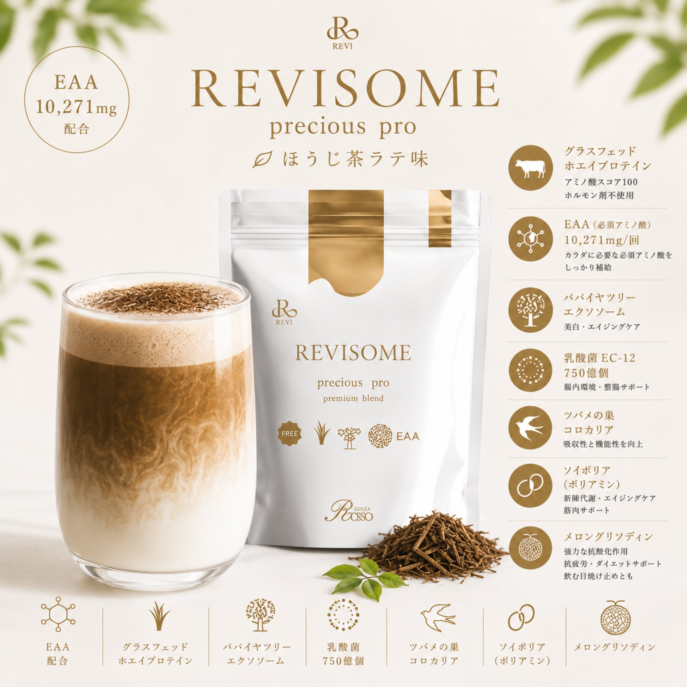 ルヴィソーム REVISOME プレシャスプロ ほうじ茶ラテ味 / 無添加