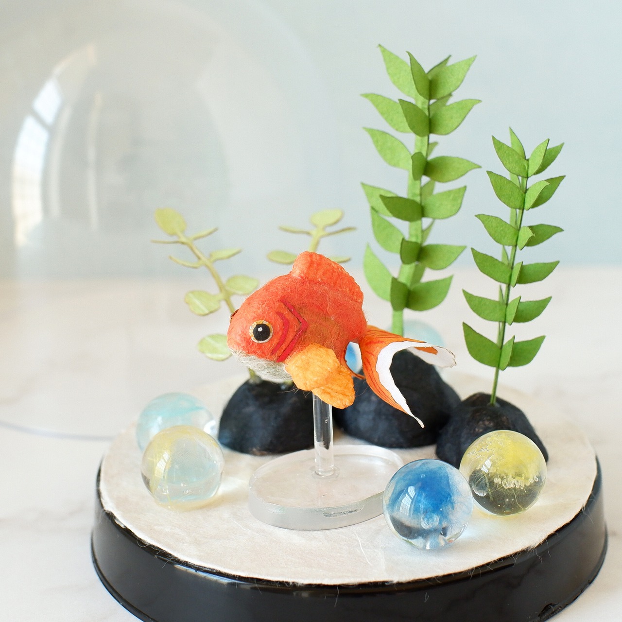 ◌金魚の涼飾り◌ トサキン(土佐金・土佐錦)　和紙アクアリウム／和紙インテリア