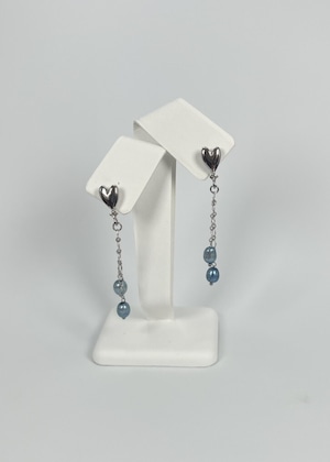 藍染 パール ハート モチーフ   ピアス  jal065