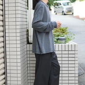 henry neck long sleeve tee charcoal gray