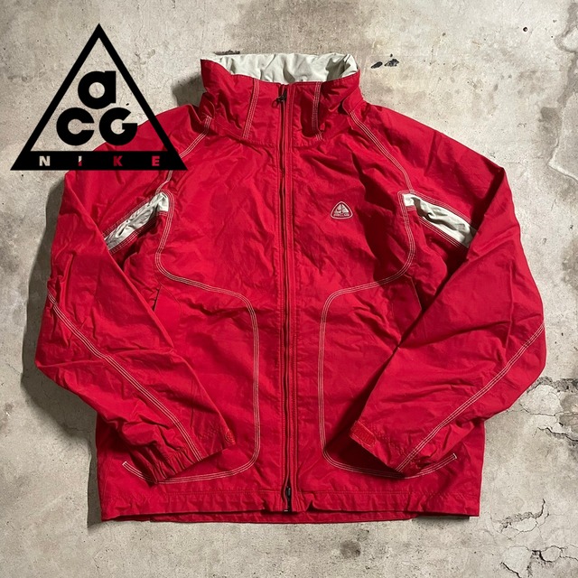 〖NIKE ACG〗logo embroidery red color nylonjacket/ナイキ エーシージー ロゴ刺繍 赤 ナイロン ジャケット/msize/#0307/osaka