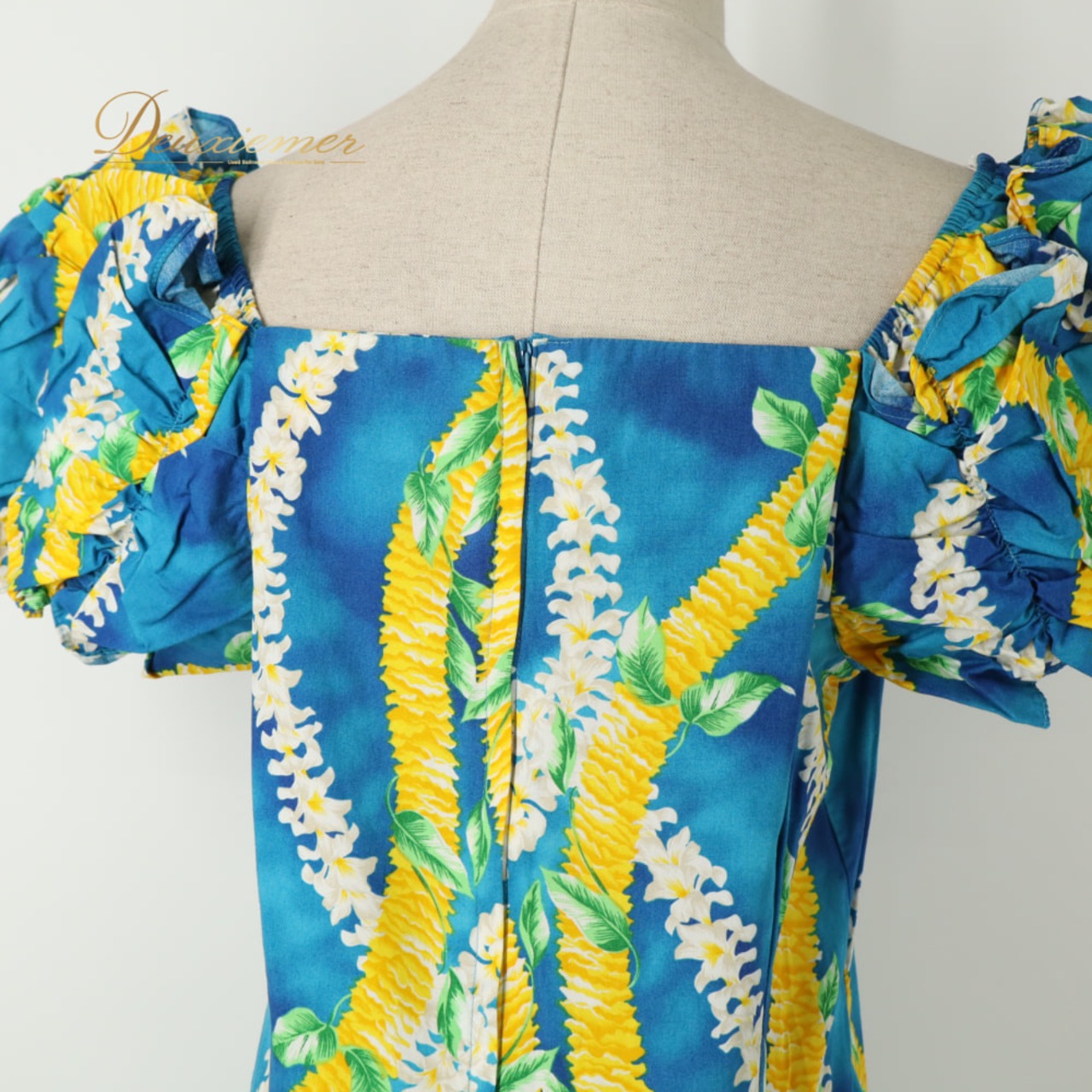 フラダンス 衣装 T&L MUUMUU FACTORY ムームーファクトリー ワンピース ドレス ブルー系 花柄 植物柄 ハワイアンプリント ハワイアン アロハ フラ ダンス レッスン 練習 ハワイアンダンス 青 水色 黄 緑 白 イエロー系 ホワイト系 グリーン系 華やか 鮮やか さわやか かわいい おしゃれ
