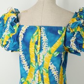 フラダンス 衣装 T&L MUUMUU FACTORY ムームーファクトリー ワンピース ドレス ブルー系 花柄 植物柄 ハワイアンプリント ハワイアン アロハ フラ ダンス レッスン 練習 ハワイアンダンス 青 水色 黄 緑 白 イエロー系 ホワイト系 グリーン系 華やか 鮮やか さわやか かわいい おしゃれ