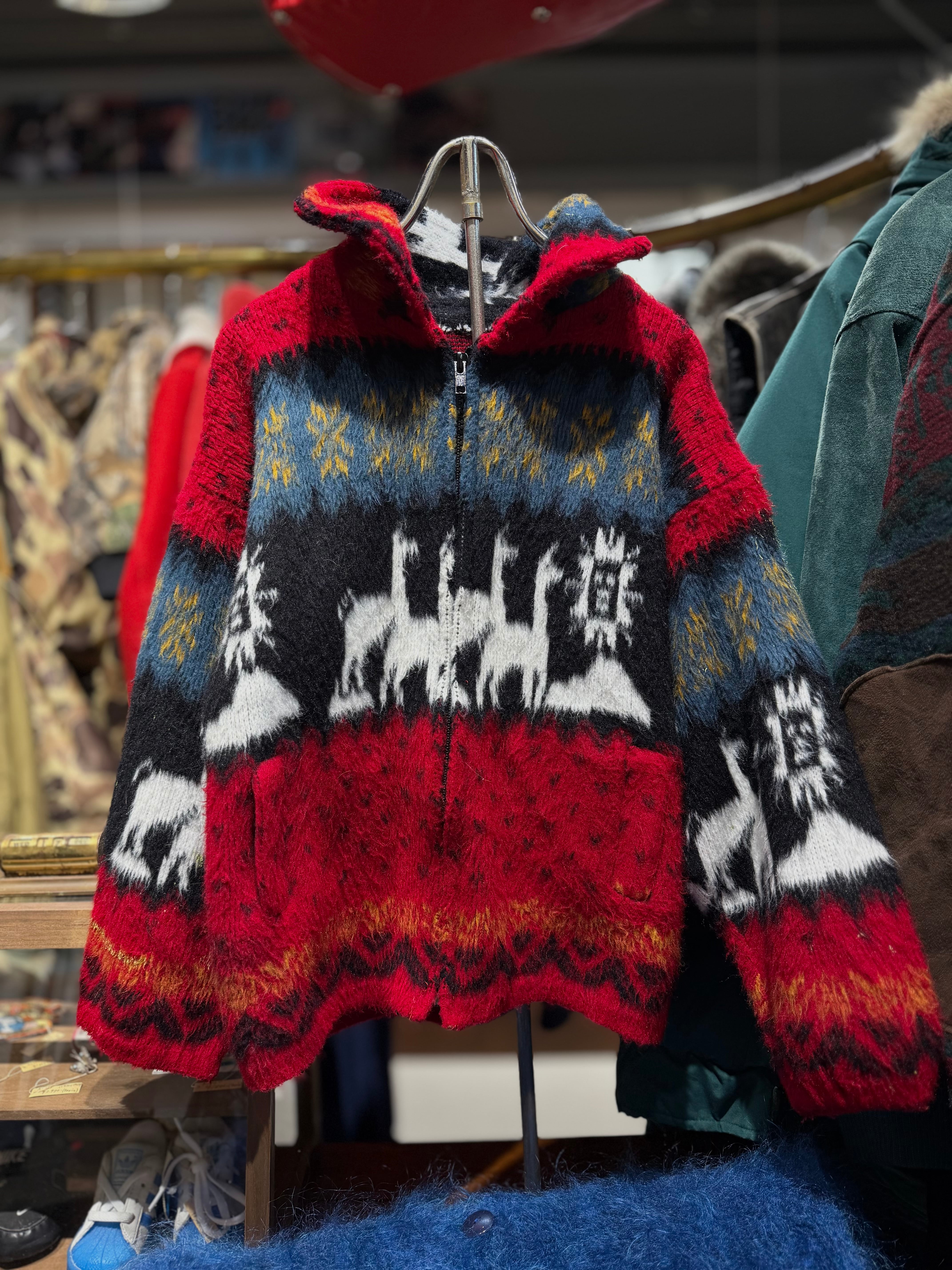 (KD653)120−130cm Shaggy nordic knit jacket