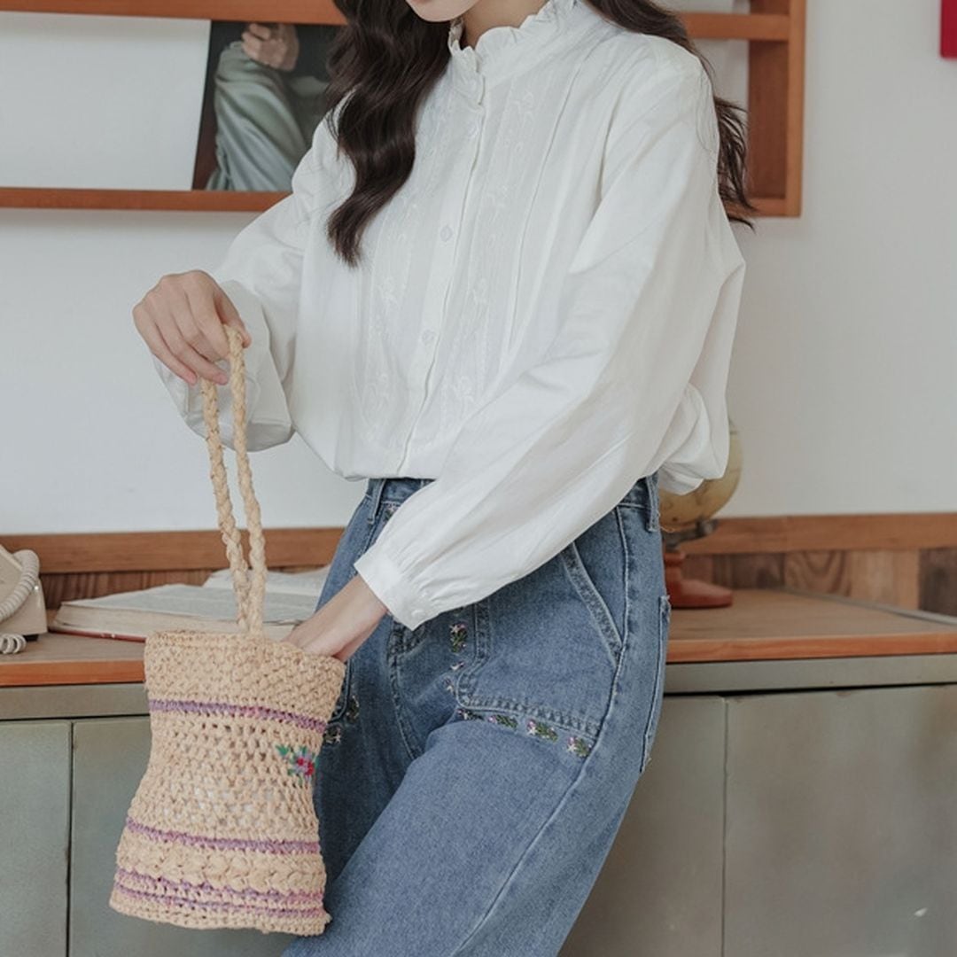 フリル襟 刺繍 ブラウス M 11412 | Raglana フリル襟 刺繍 ブラウス M 11412 | Raglana