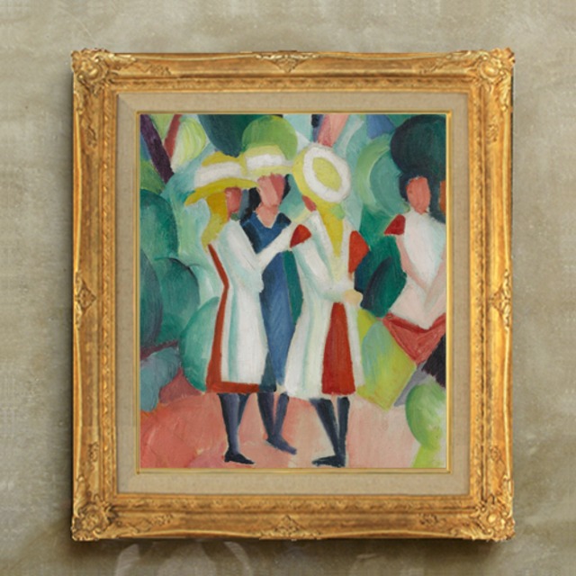 直筆仕上げ油絵【アウグスト・マッケ】Couple on the Forest Track  F10　絵画 アート インテリア 人物画