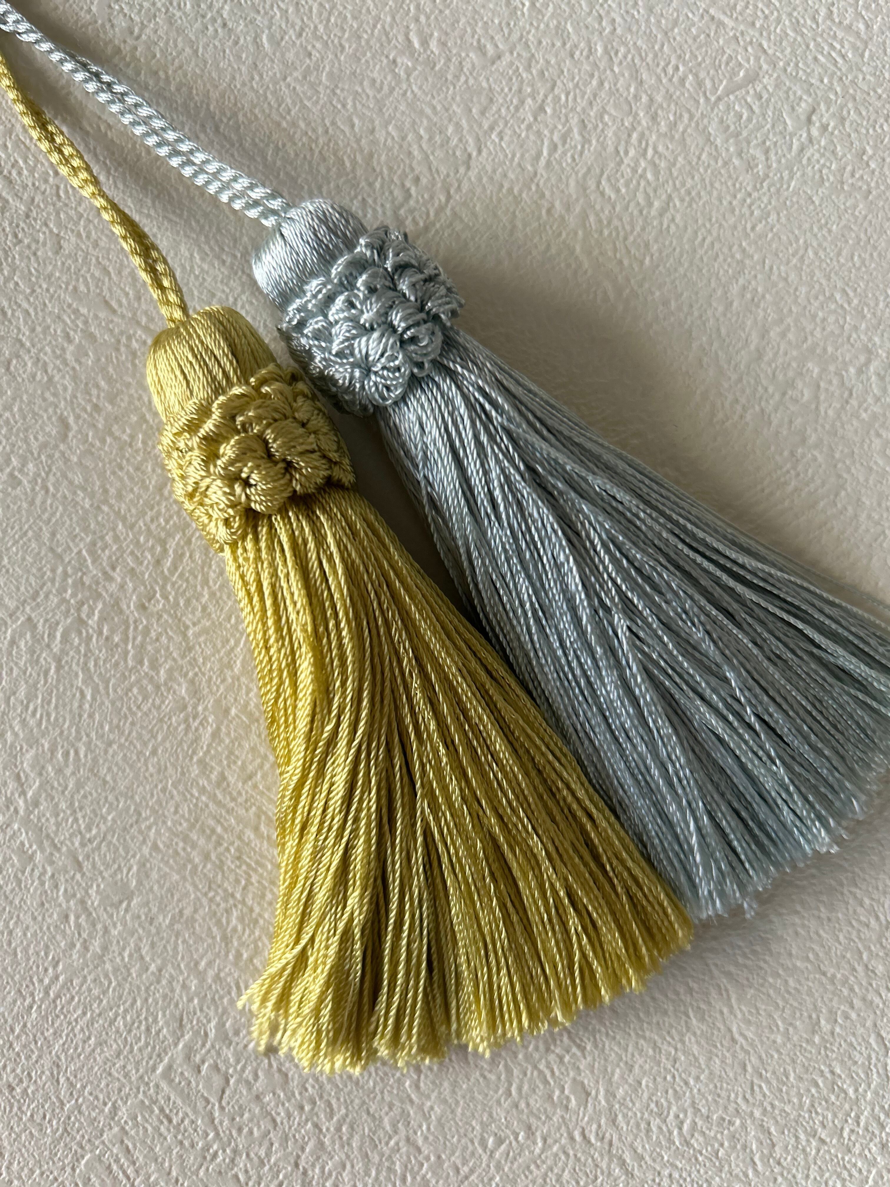 輸入デザインタッセル シンプルタッセル ライトブルー/ライムイエロー 9.5cm カルトナージュ チャーム