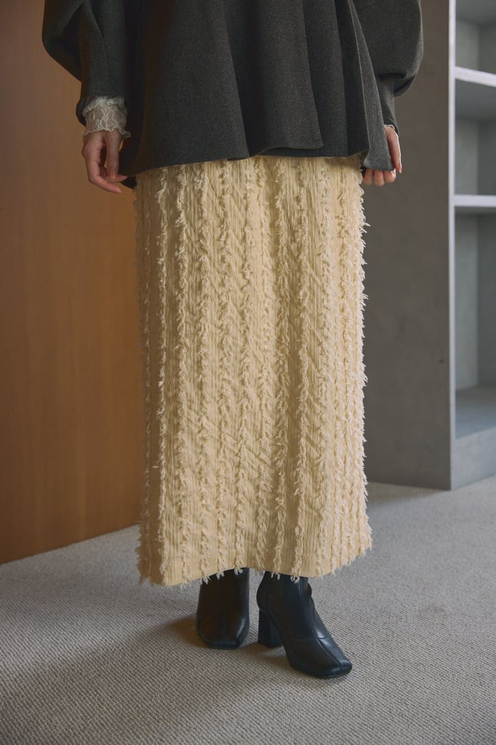 AM570918 shaggy knit long skirt