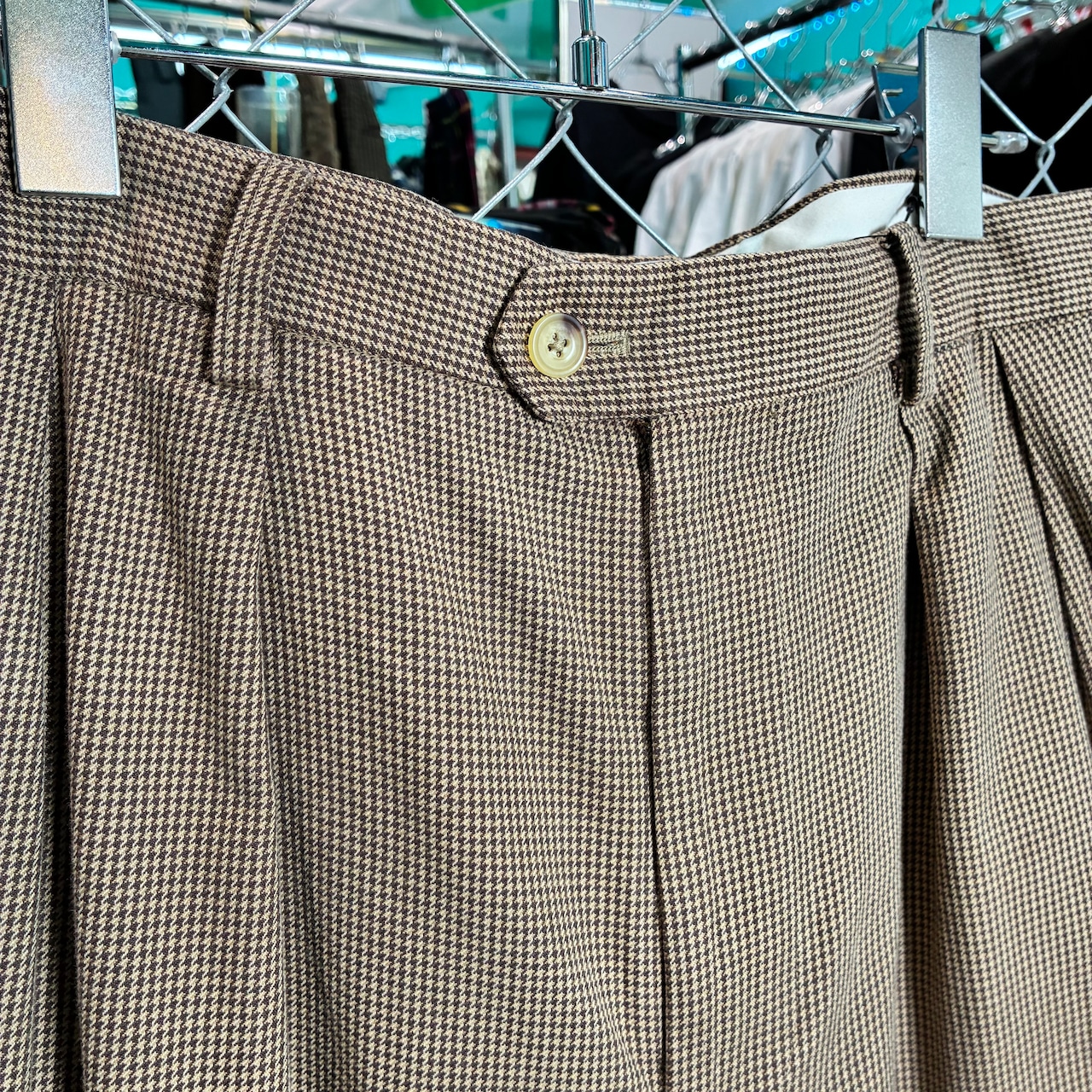 90s TOMMY HILFIGER 2タックワイドスラックス 千鳥格子 トミー