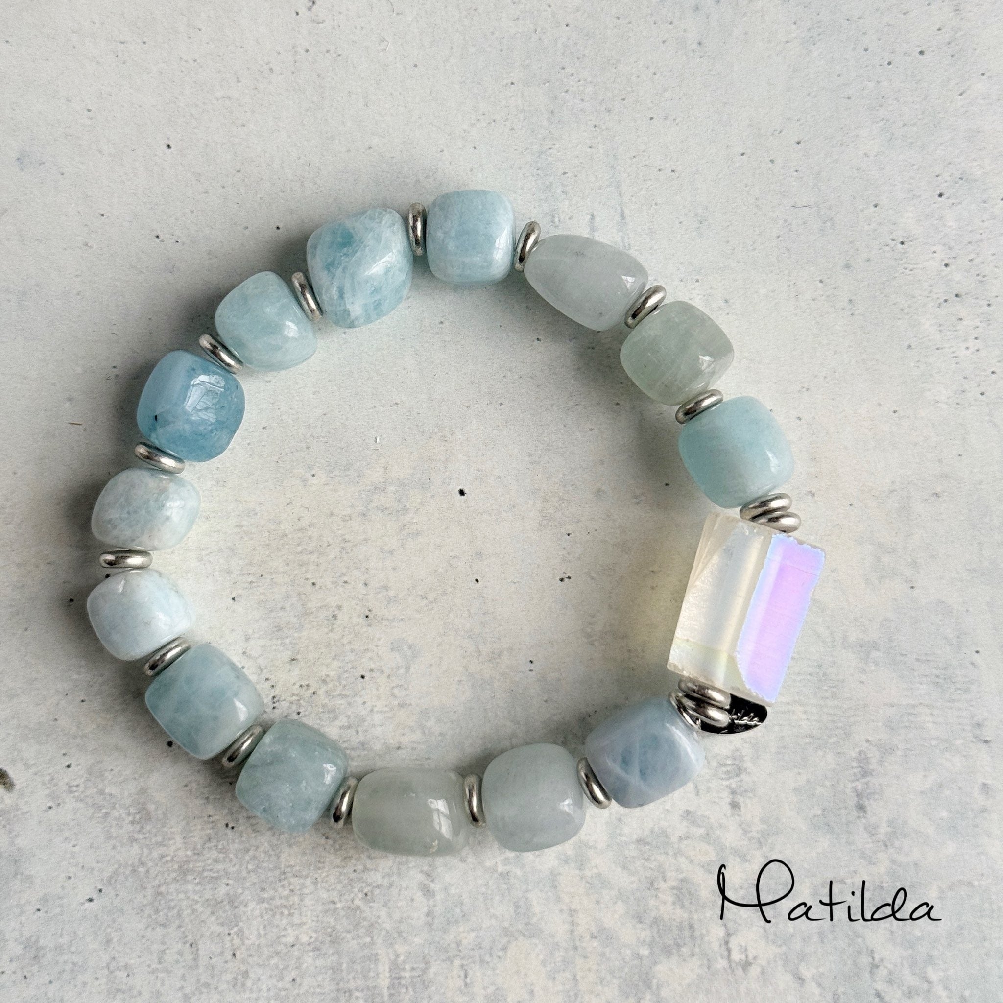 bicolor bracelet(アクアマリン×クォーツ)