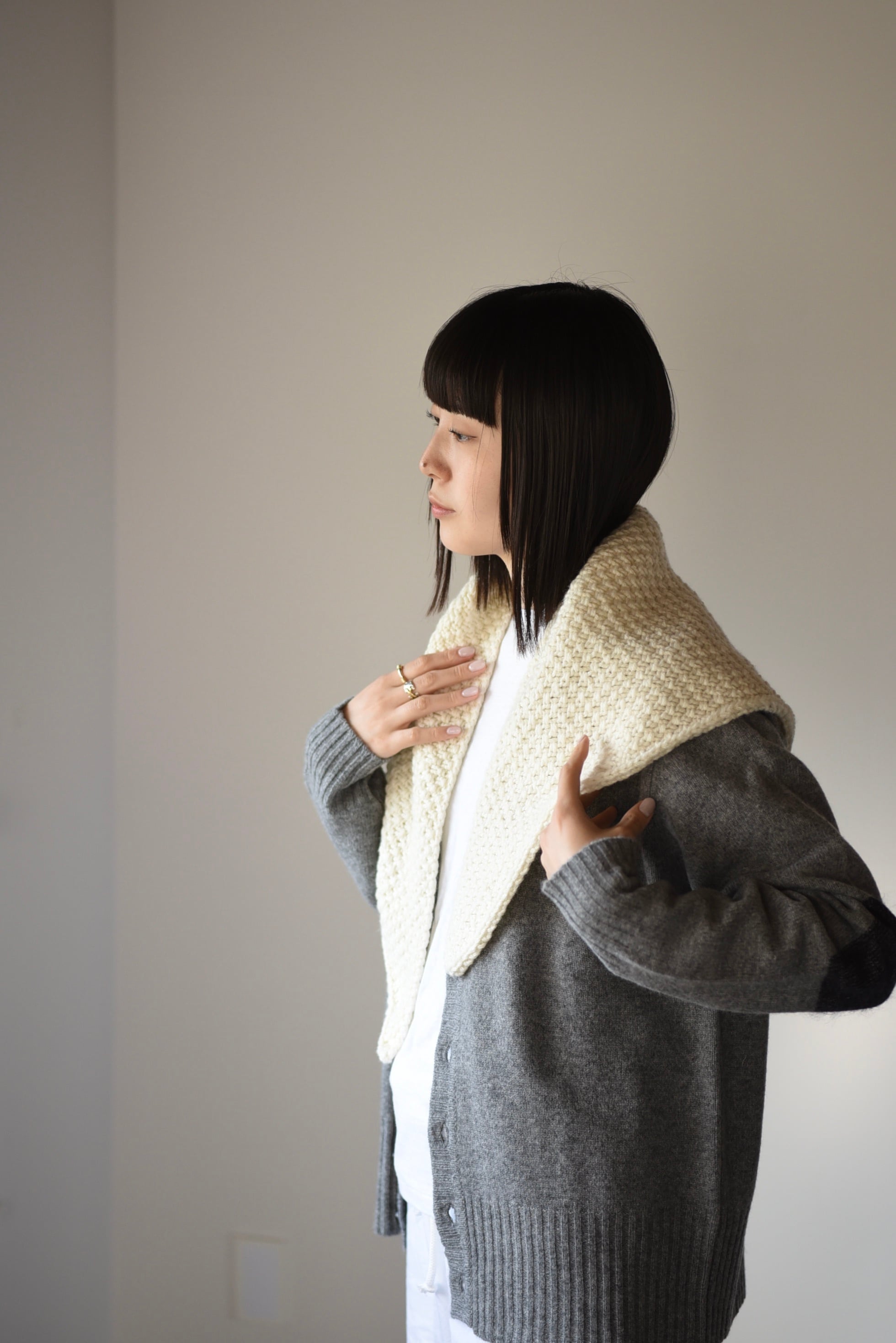 eleven 2nd｜イレブンセカンド｜Sankaku ストール ｜アイボリー | 岡の