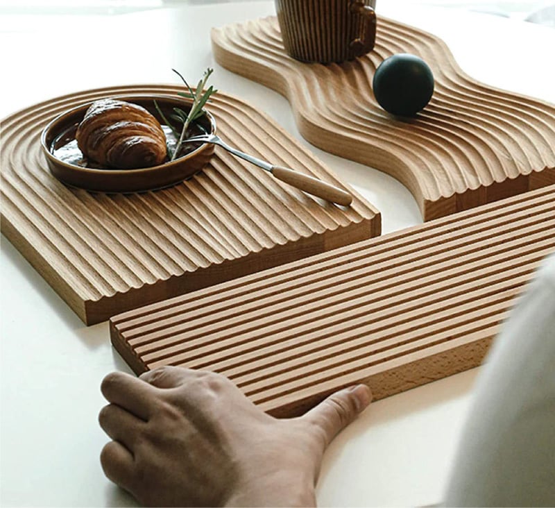 ウッドプレート【送料無料】韓国風 波型 丸型 カフェ 木のお皿 木製 ...