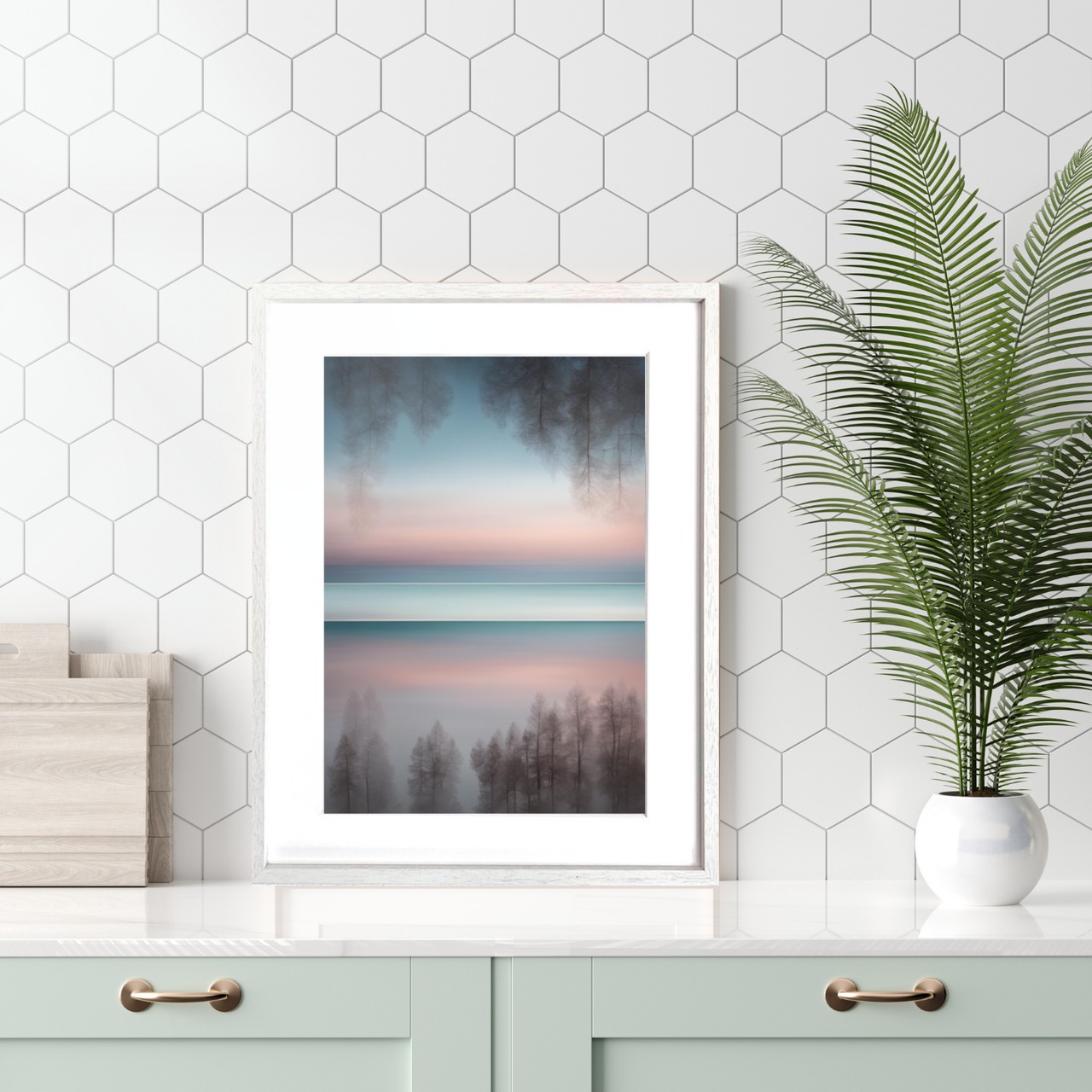 Silent Horizon 静寂の地平線｜幻想的なグラデーションが広がるモダンアートポスター｜穏やかな時間を灯す上質インテリアA4ポスター