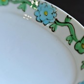 mn6 村田菜穂美作 楕円リムプレート(細) 「水色花唐草」1枚 / 2104130001550