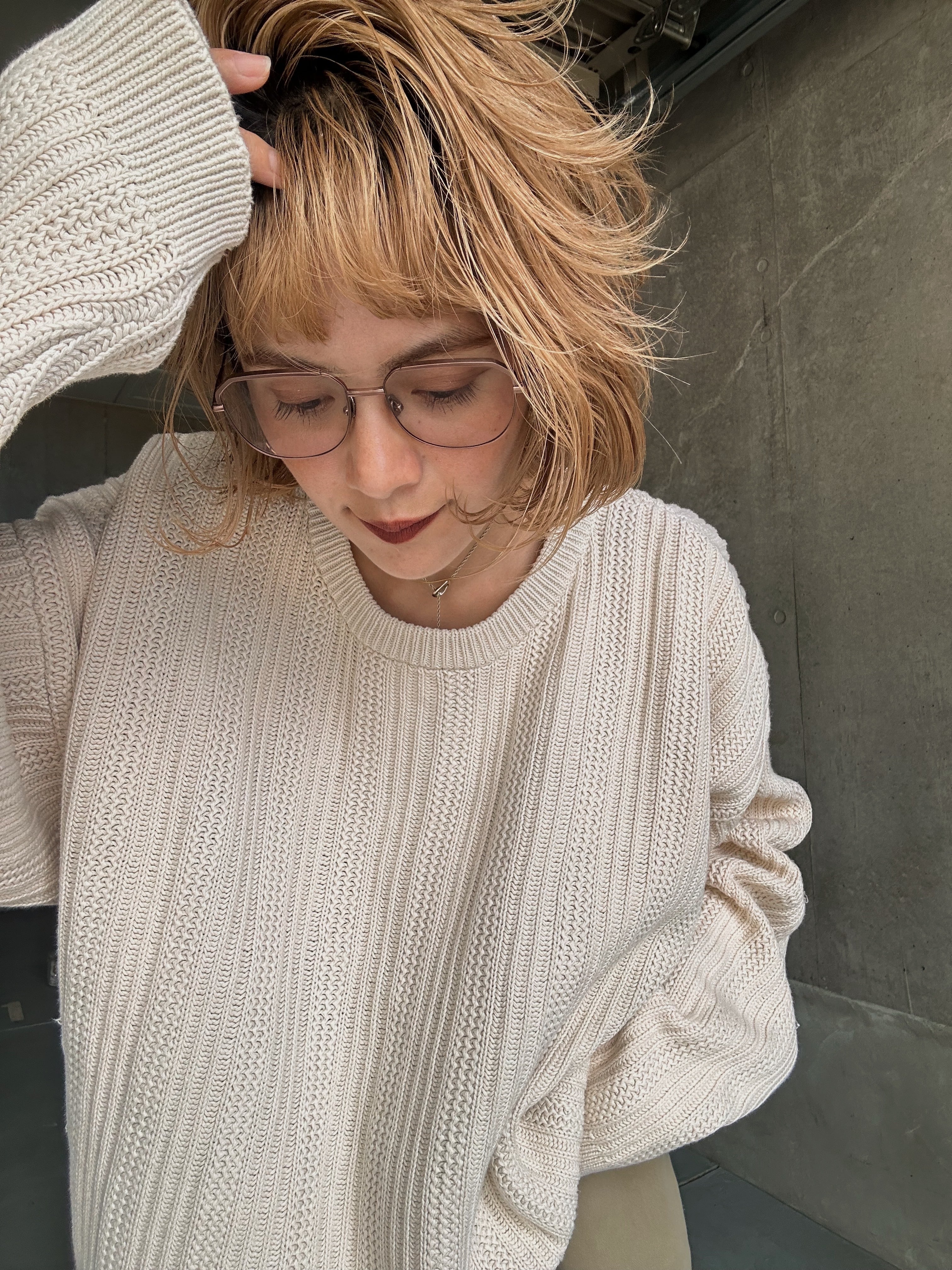 (KN531)90’s old Eddie Bauer box silhouette cable knit