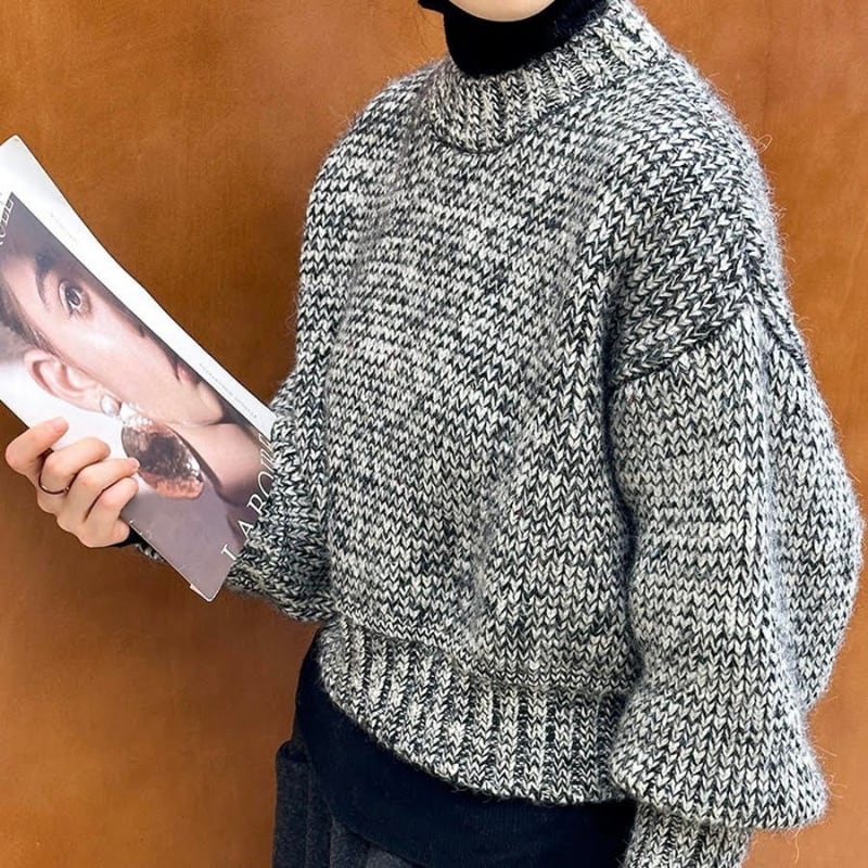 ハイネックショートメランジニット R00987