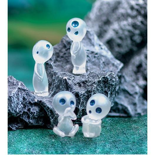 蓄光 フィギュア 光るこだま グリーン系 10体セット 苔テラリウム