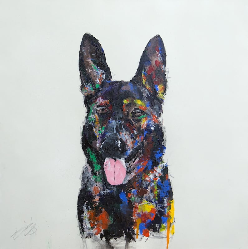 German Shepherd / ジャーマンシェパード犬の現代アート作品 絵画販売