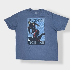 【MARVEL】ビッグサイズ プリントTシャツ スパイダーマン アイアンマン Spyderman ironman キャラt アメコミ マーベル ヒーロー ロゴ 半袖 メキシコ製 US古着