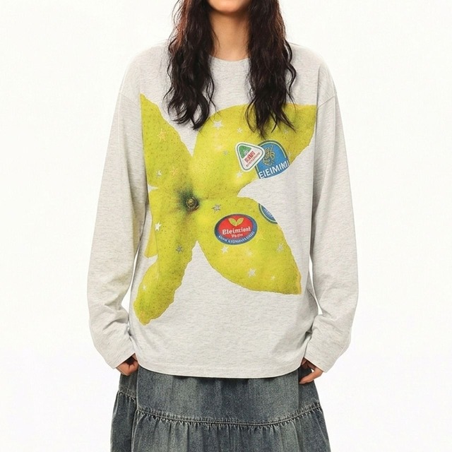 フルーツピールグラフィックプリントTシャツ 2col   R02833