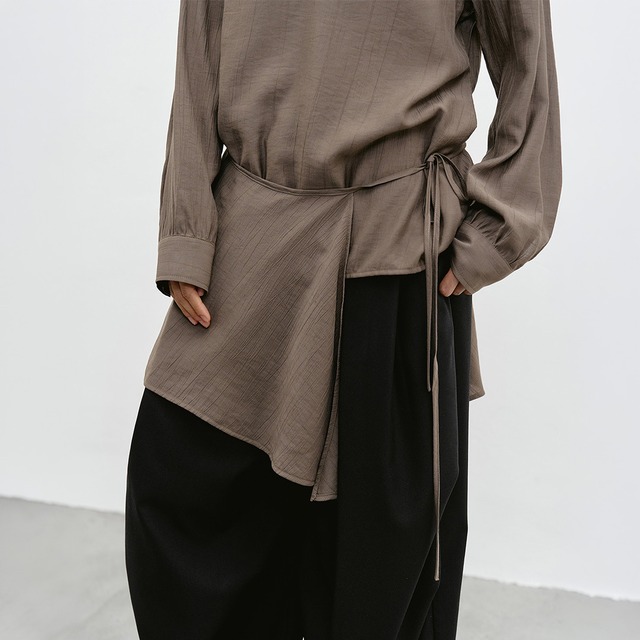 Asymmetry waist tie blouse A00257