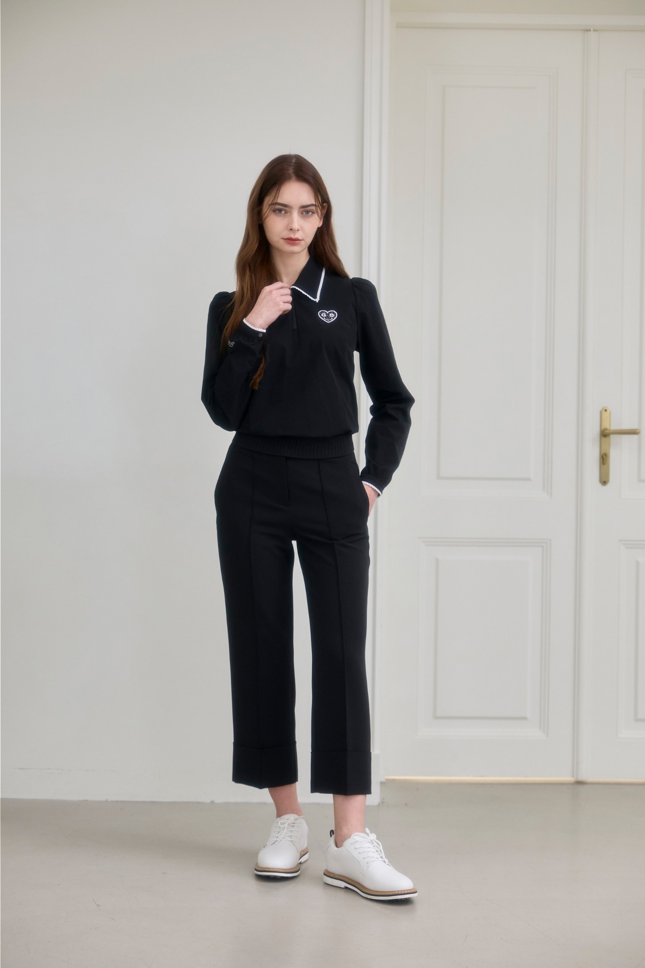 GOXO ゴーエックスオー スマイルハートレースウーブンハーフジップアップ ブラック