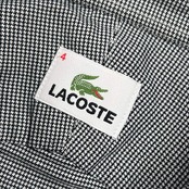 LACOSTE ラコステ 銀ワニ 千鳥柄 BD ボタンダウン 長袖シャツ 4/ブラック×ホワイト メンズ ファブリカ