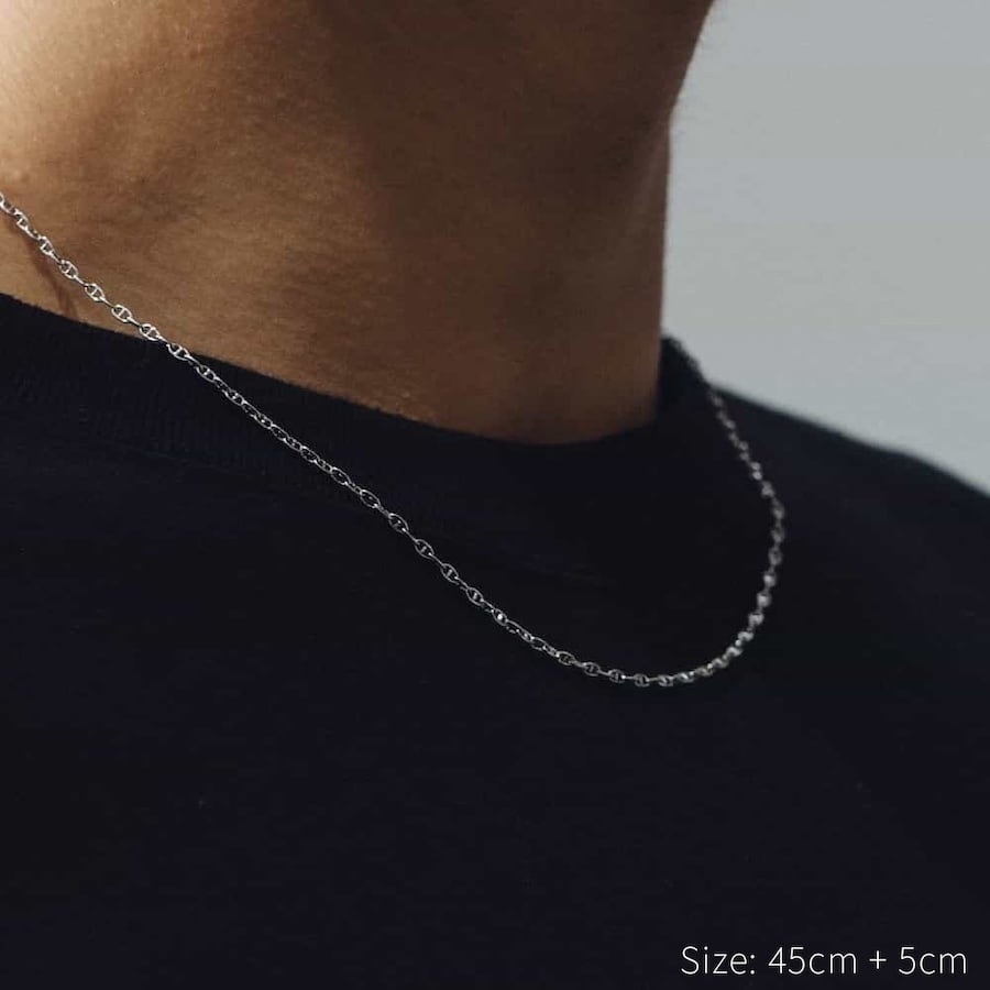 fine anchor chain necklace (silver) #n84 | garcia