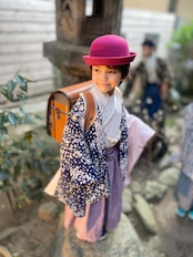 【受注製作】桜舞い散るシリーズ さくら 麻の葉柄着物 羽織袴3点セット・110男の子の祝い着 羽織 袴 3点セット