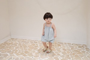 【Bebe nine】ワッシャーキャミソールロンパース ミント 70〜80cm　24046